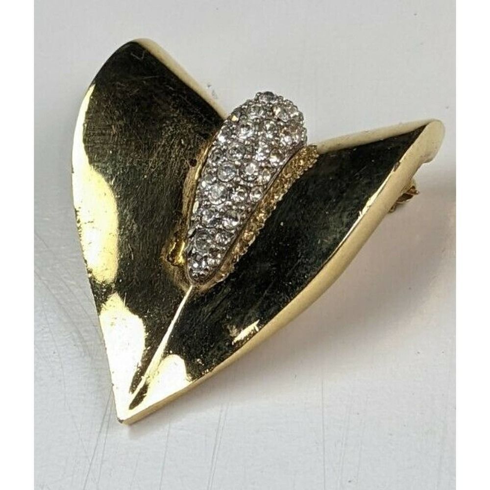 Signed GIVENCHY Goldtone White Enamel Figural WINGS Shape Large Pin Brooch